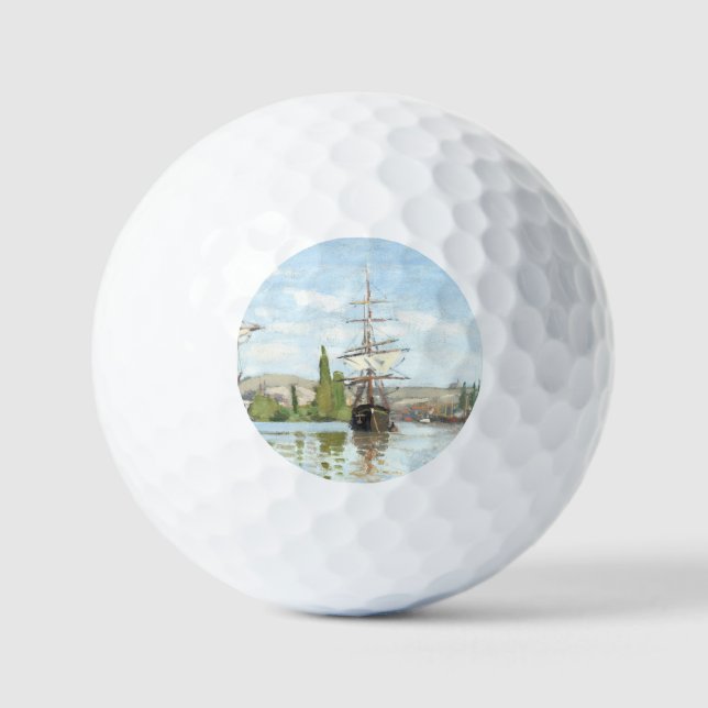 Claude Monet. Schiffe, die auf der Seine in Rouen  Golfball (Vorderseite)