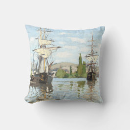 Claude Monet. Schiffe, die auf der Seine in Rouen Kissen