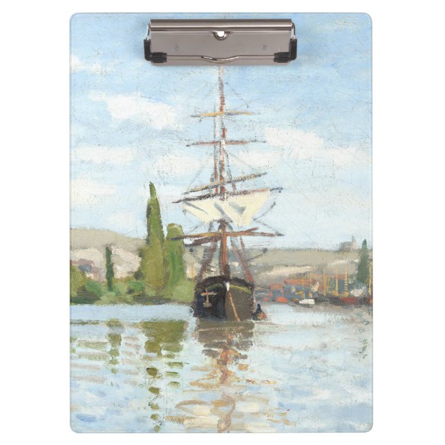 Claude Monet. Schiffe, die auf der Seine in Rouen  Klemmbrett (Vorderseite)