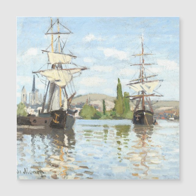 Claude Monet. Schiffe, die auf der Seine in Rouen  Magnetkarte (Vorderseite)