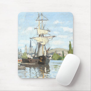 Claude Monet. Schiffe, die auf der Seine in Rouen  Mousepad