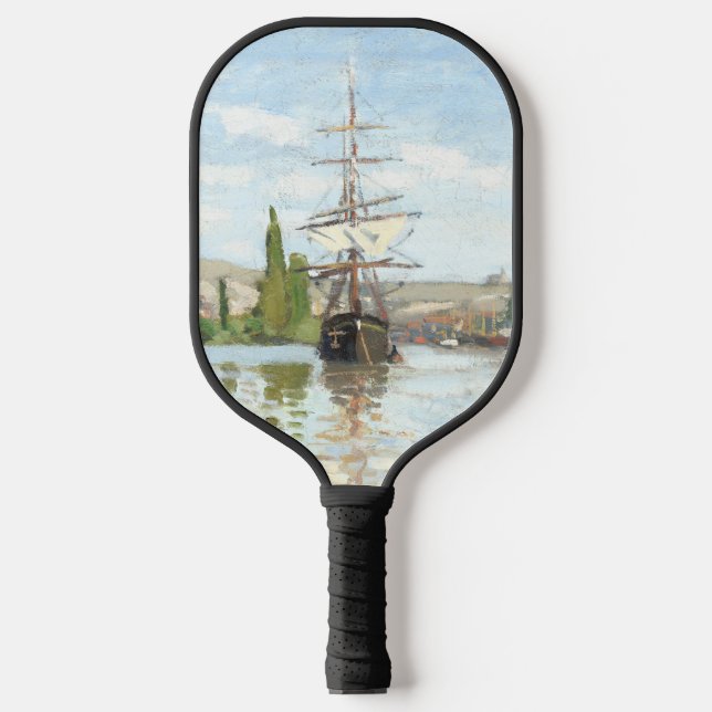 Claude Monet. Schiffe, die auf der Seine in Rouen  Pickleball Schläger (Vorderseite)