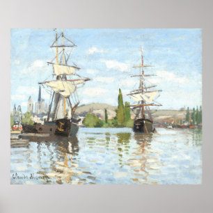 Claude Monet. Schiffe, die auf der Seine in Rouen  Poster