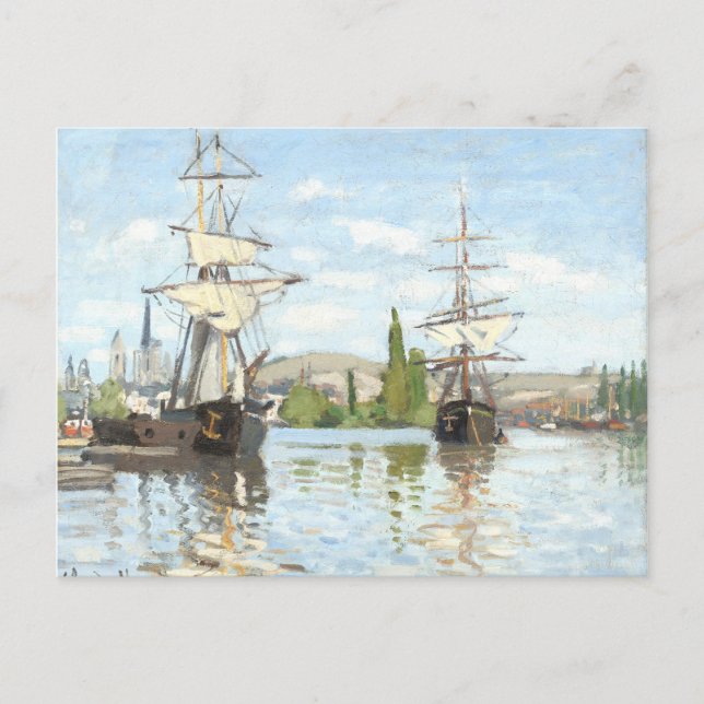 Claude Monet. Schiffe, die auf der Seine in Rouen  Postkarte (Vorderseite)