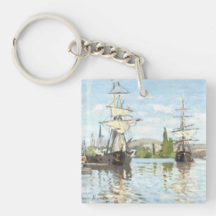 Claude Monet. Schiffe, die auf der Seine in Rouen Schlüsselanhänger