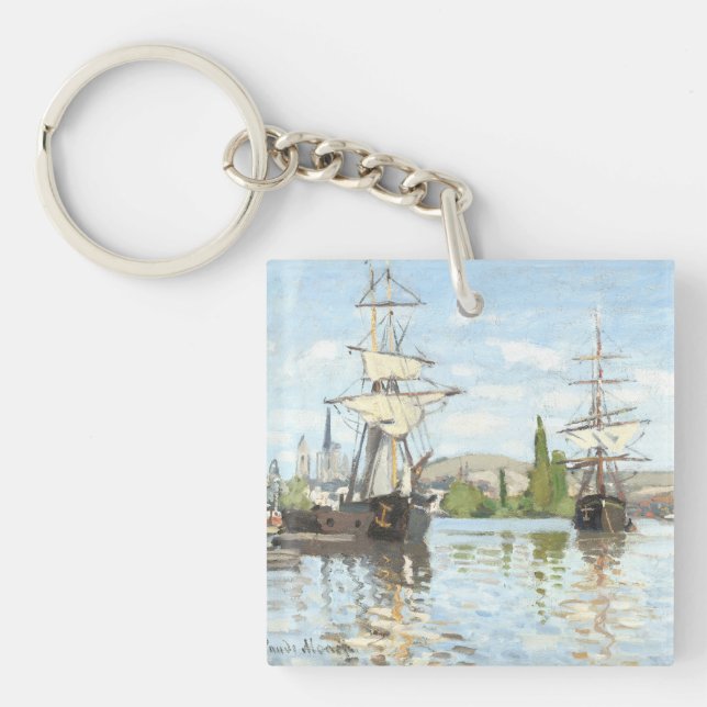 Claude Monet. Schiffe, die auf der Seine in Rouen  Schlüsselanhänger (Vorderseite)