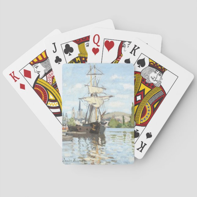 Claude Monet. Schiffe, die auf der Seine in Rouen  Spielkarten (Rückseite)