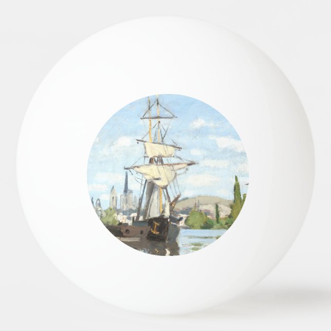 Claude Monet. Schiffe, die auf der Seine in Rouen  Tischtennisball (Vorderseite)