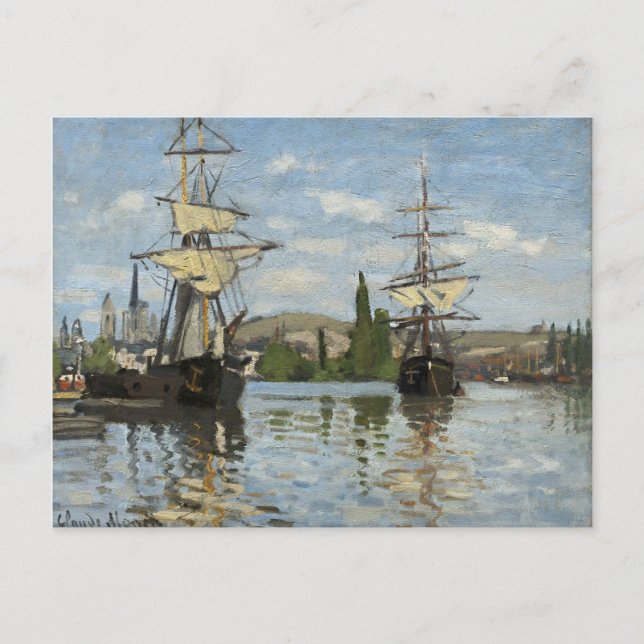 Claude Monet Schiffes auf der Seine Postkarte (Vorderseite)