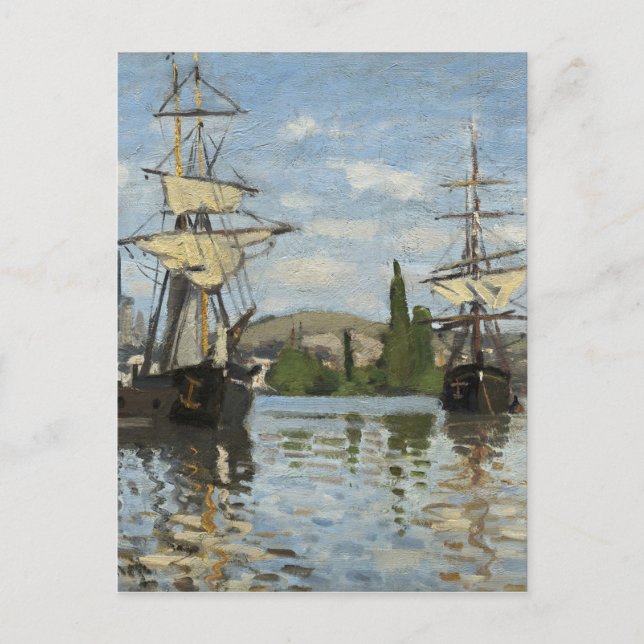 Claude Monet Schiffes auf der Seine Postkarte (Vorderseite)
