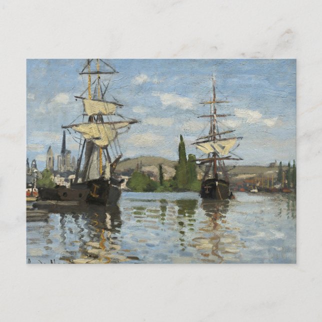 Claude Monet Schiffes auf der Seine Postkarte (Vorderseite)