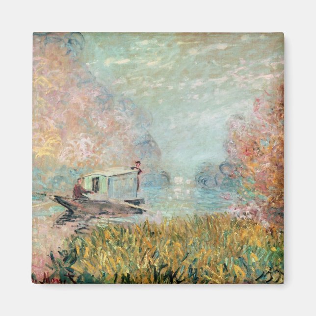 Claude Monet | Schiffsstudio auf der Seine Magnet (Vorne)