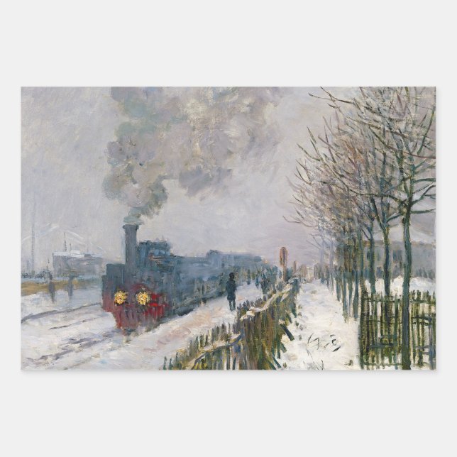 Claude Monet - Schneeausbildung / Lokomotive Geschenkpapier Set (Vorderseite)