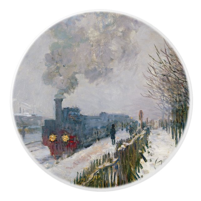 Claude Monet - Schneeausbildung / Lokomotive Keramikknauf (Vorderseite)