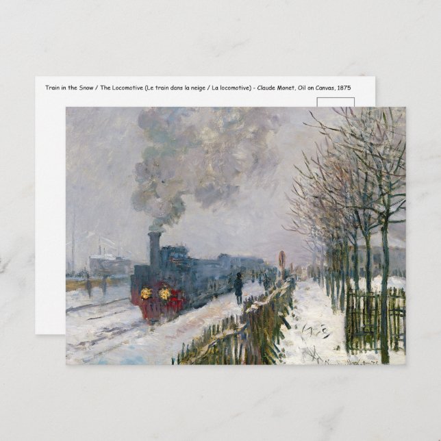 Claude Monet - Schneeausbildung / Lokomotive Postkarte (Vorne/Hinten)