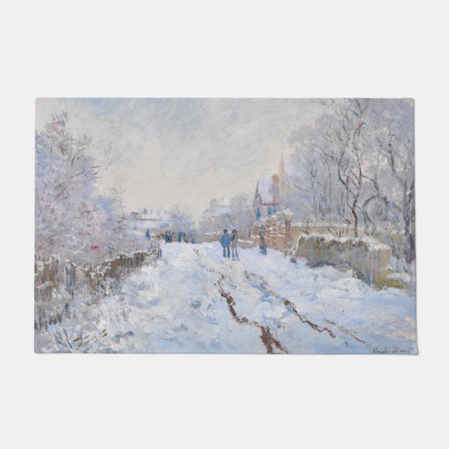 Claude Monet - Schneeszene in Argenteuil Fußmatte (Vorderseite)