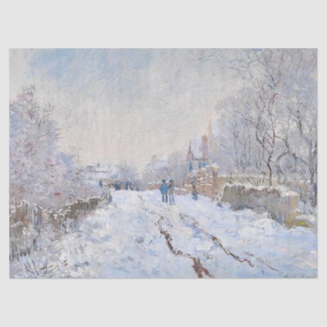 Claude Monet - Schneeszene in Argenteuil Seidenpapier (Vorderseite)