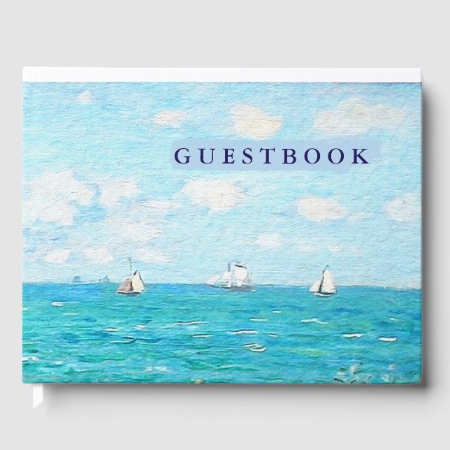Claude Monet Seascape bei Saint-Adresse Fine Art Gästebuch (Vorderseite)