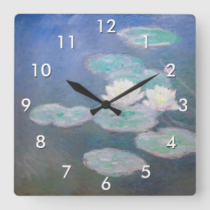 Claude Monet - Seerosen, Abendstimmung Quadratische Wanduhr