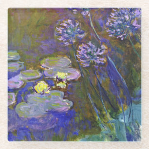 Claude Monet Seerosen Agapanthus Vintage Kunst Glasuntersetzer