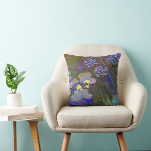 Claude Monet Seerosen Agapanthus Vintage Kunst Kissen