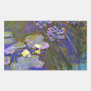 Claude Monet Seerosen Agapanthus Vintage Kunst Rechteckiger Aufkleber