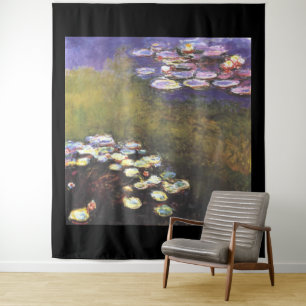 Claude Monet, Seerosen, auf Grün und Purpur Wandteppich