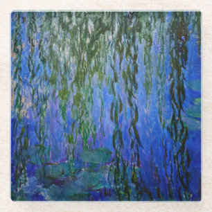 Claude Monet - Seerosen mit Trauerweide Glasuntersetzer