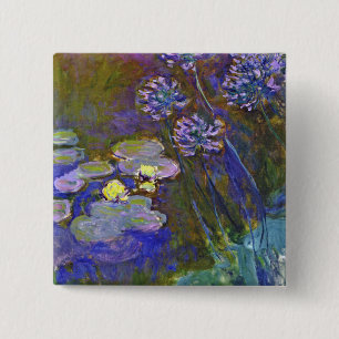 Claude Monet Seerosen und Agapanthus Button