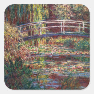 Claude Monet - Seerosenteich, Rosa Harmonie Quadratischer Aufkleber