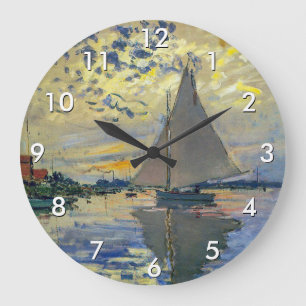 Claude Monet - Segelboot in Le Petit-Gennevilliers Große Wanduhr