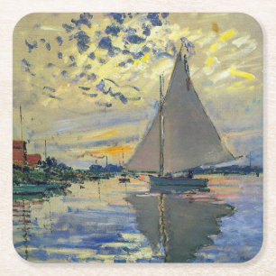 Claude Monet - Segelboot in Le Petit-Gennevilliers Rechteckiger Pappuntersetzer