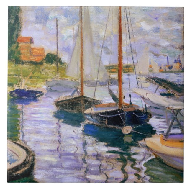 Claude Monet - Segelboote auf der Seine Fliese (Vorderseite)