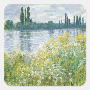 Claude Monet   Seine-Ufer, Vetheuil, 1880 Quadratischer Aufkleber