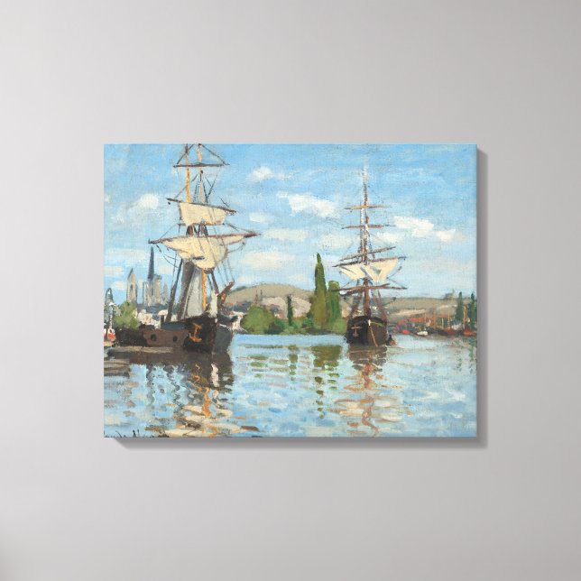 Claude Monet_Ships Reiten auf der Seine in Rouen Leinwanddruck (Vorderseite)