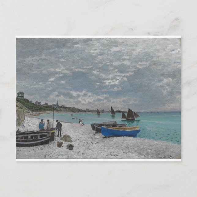 Claude Monet Sky Clouds Boats Sea Postkarte (Vorderseite)