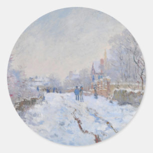 Claude Monet // Snow at Argenteuil Runder Aufkleber