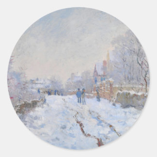 Claude Monet // Snow at Argenteuil Runder Aufkleber