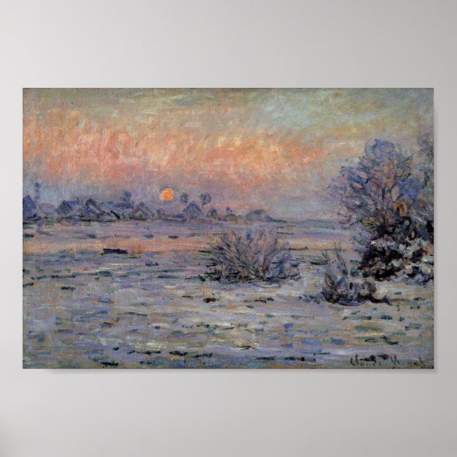 Claude Monet Soleil d'hiver à Lavacourt Wintersun Poster (Vorne)