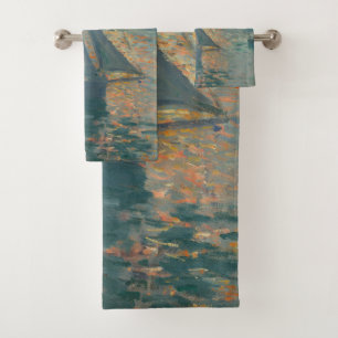 Claude Monet Sonnenaufgang Marine Segelboot Impres Badhandtuch Set