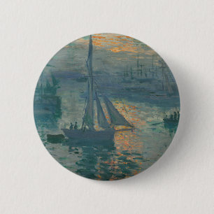 Claude Monet Sonnenaufgang Marine Segelboot Impres Button