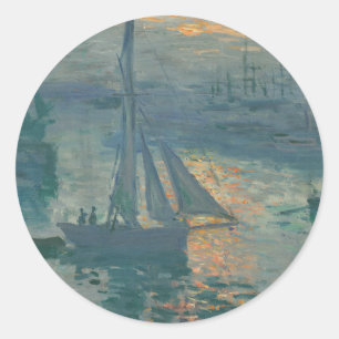 Claude Monet Sonnenaufgang Marine Segelboot Impres Runder Aufkleber
