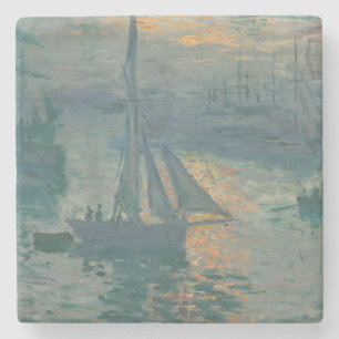 Claude Monet Sonnenaufgang Marine Segelboot Impres Steinuntersetzer