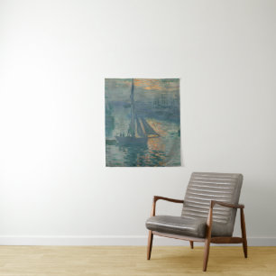 Claude Monet Sonnenaufgang Marine Segelboot Impres Wandteppich