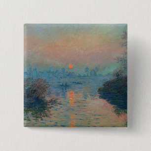 Claude Monet - Sonnenuntergang an der Seine in Lav Button