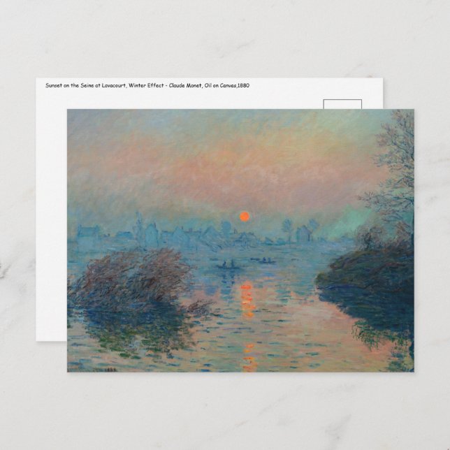 Claude Monet - Sonnenuntergang auf der Seine am La Postkarte (Vorne/Hinten)