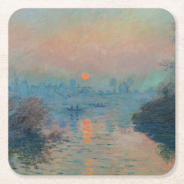 Claude Monet - Sonnenuntergang auf der Seine am La Rechteckiger Pappuntersetzer
