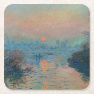 Claude Monet - Sonnenuntergang auf der Seine am La Rechteckiger Pappuntersetzer
