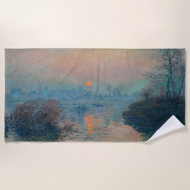 Claude Monet - Sonnenuntergang auf der Seine am La Strandtuch (Vorderseite)