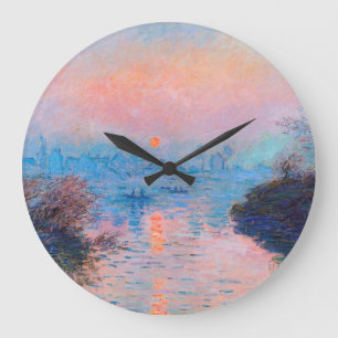 Claude Monet - Sonnenuntergang auf der Seine Große Wanduhr